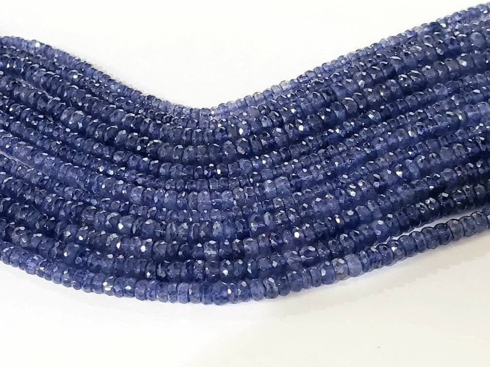 Natural Iolite Faceted Roundel 4-8.5mm Beads, High quality Rare large Iolite, water Sapphire, Jewelry Making Beads 8&quot; Strand