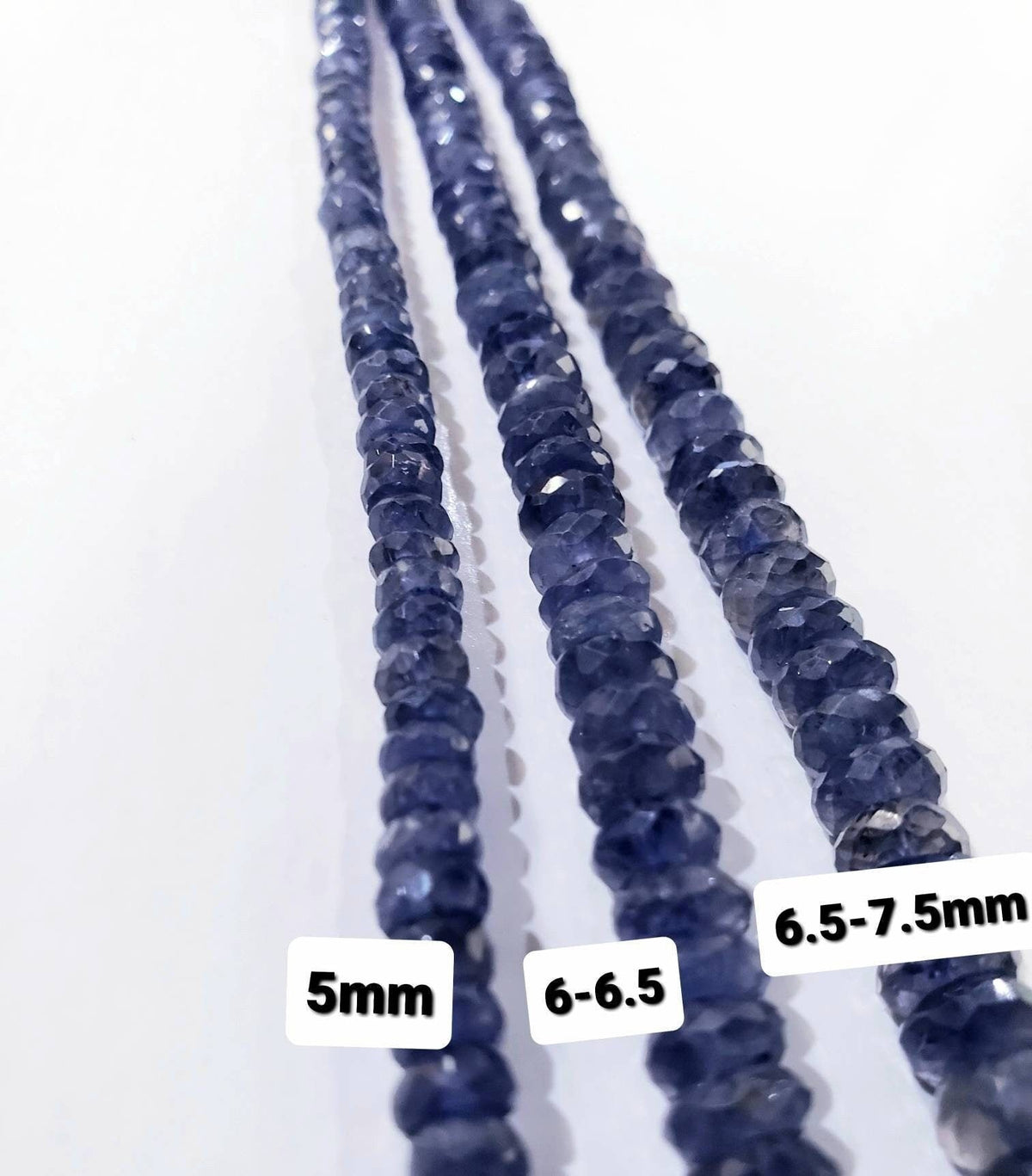 Natural Iolite Faceted Roundel 4-8.5mm Beads, High quality Rare large Iolite, water Sapphire, Jewelry Making Beads 8" Strand