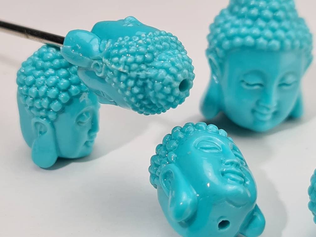 Buddha Goddess of Mercy Quan Yin Bead, 13x18-18x25mm Turquoise Blue Buddha Beads, Jewelry Making Beads, DIY Necklace Focal Beads.