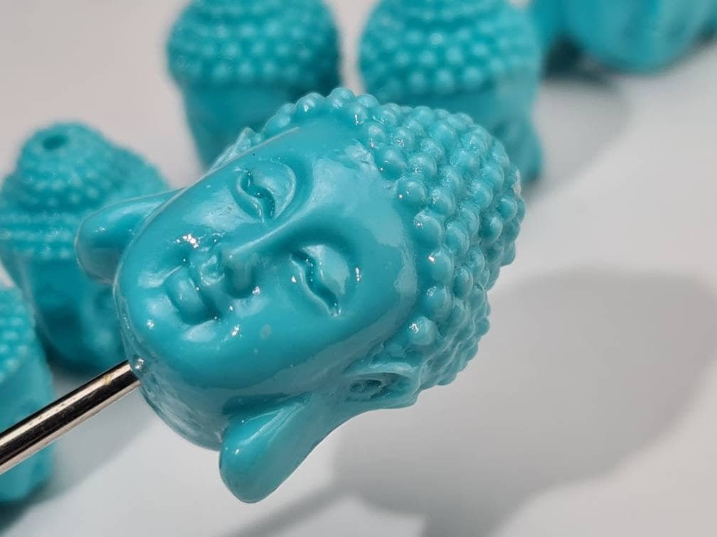 Buddha Goddess of Mercy Quan Yin Bead, 13x18-18x25mm Turquoise Blue Buddha Beads, Jewelry Making Beads, DIY Necklace Focal Beads.