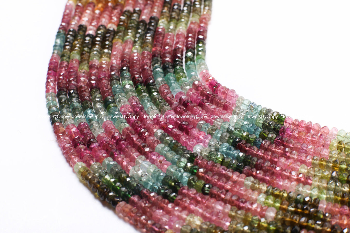 Natural Watermelon Tourmaline 4-5.5mm Rondelle, AAA Quality Faceted Micro Diamond Cut Tourmaline Rondelle, Jewelry Making Beads 13&quot; St