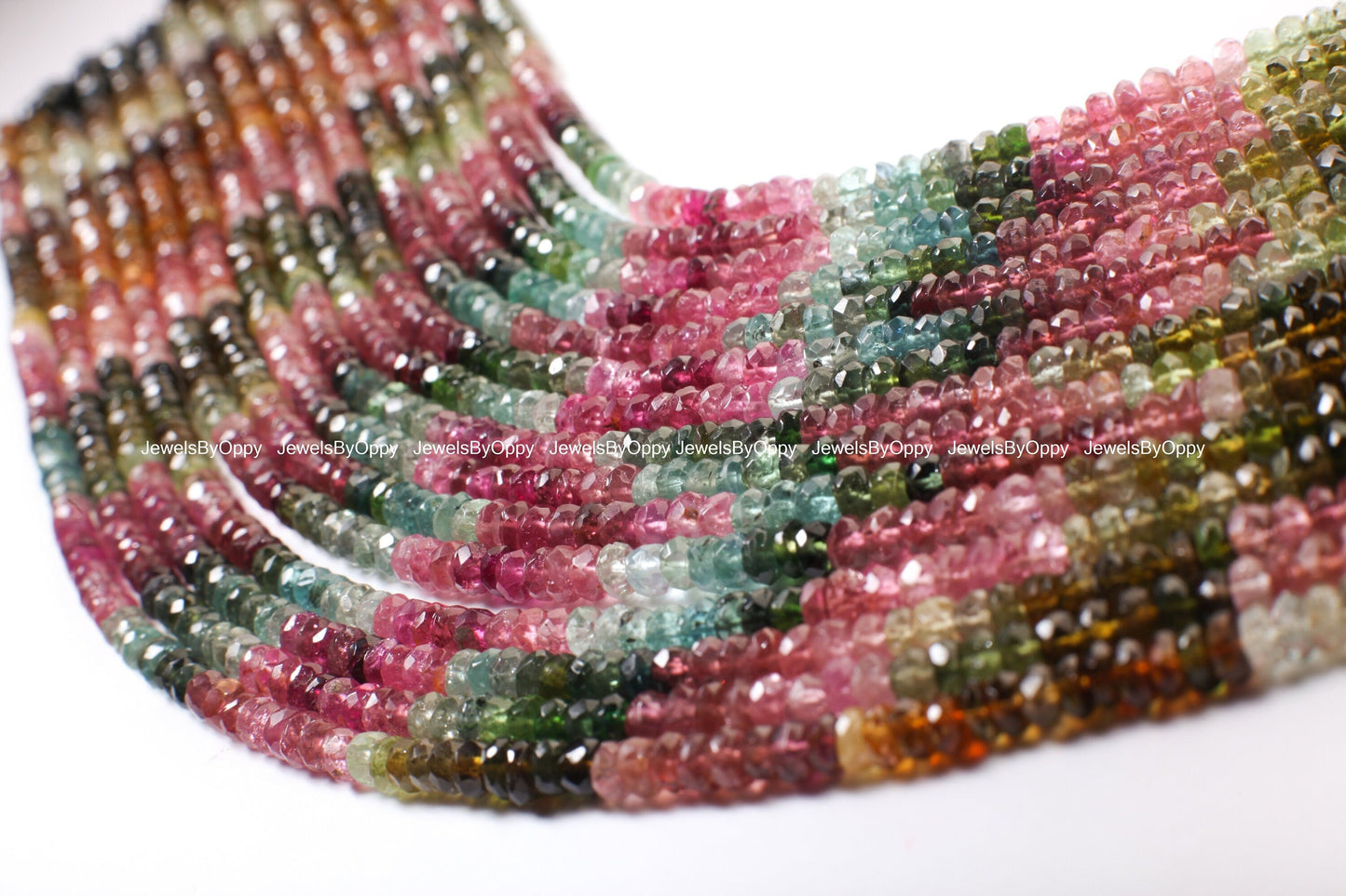 Natural Watermelon Tourmaline 4-5.5mm Rondelle, AAA Quality Faceted Micro Diamond Cut Tourmaline Rondelle, Jewelry Making Beads 13" St