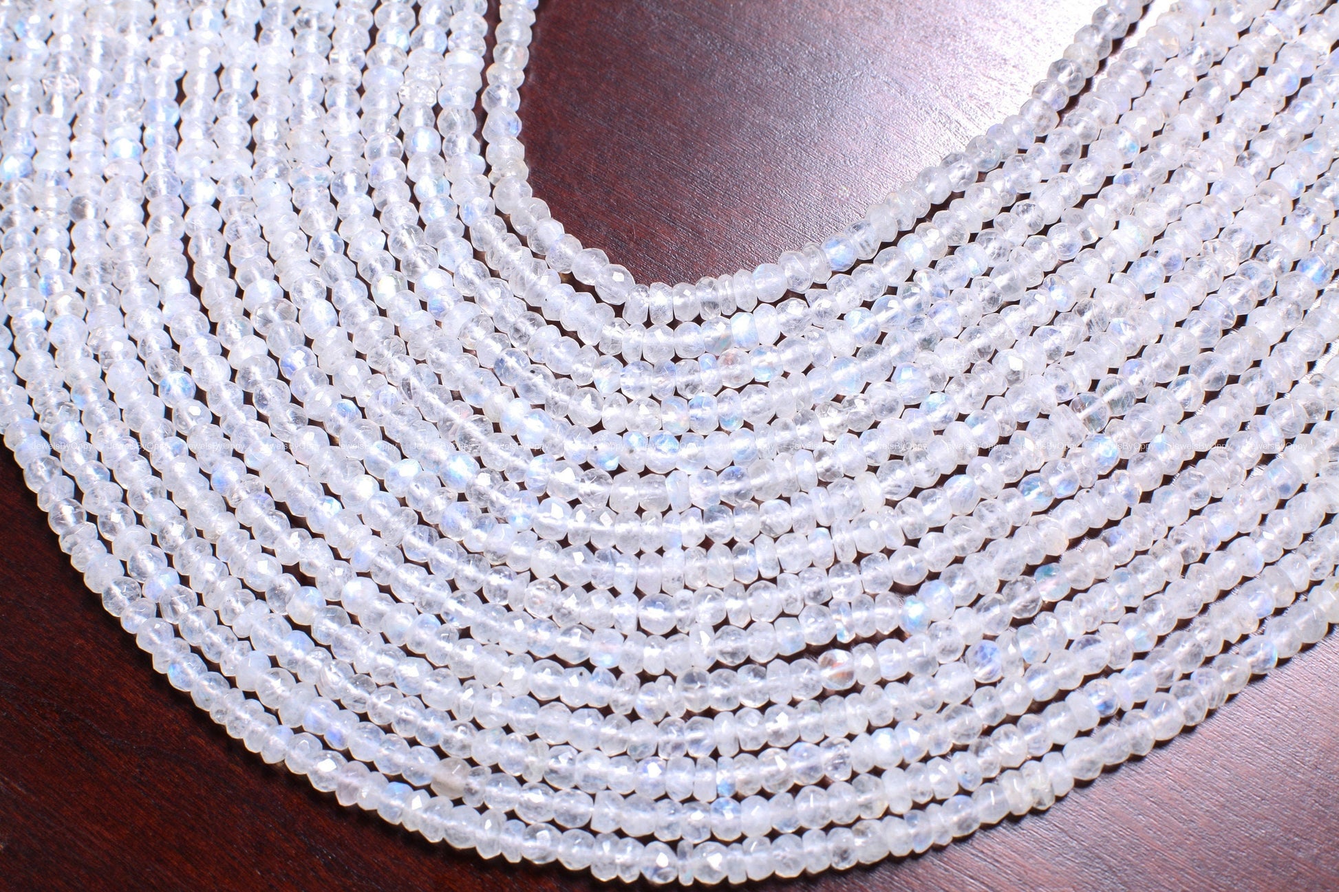 Rainbow Moonstone 4-6mm sizes Faceted Rondelle AAA Gemstone, July Birthstone, Jewelry Making Beads, Natural Gemstone 12.25" Strand