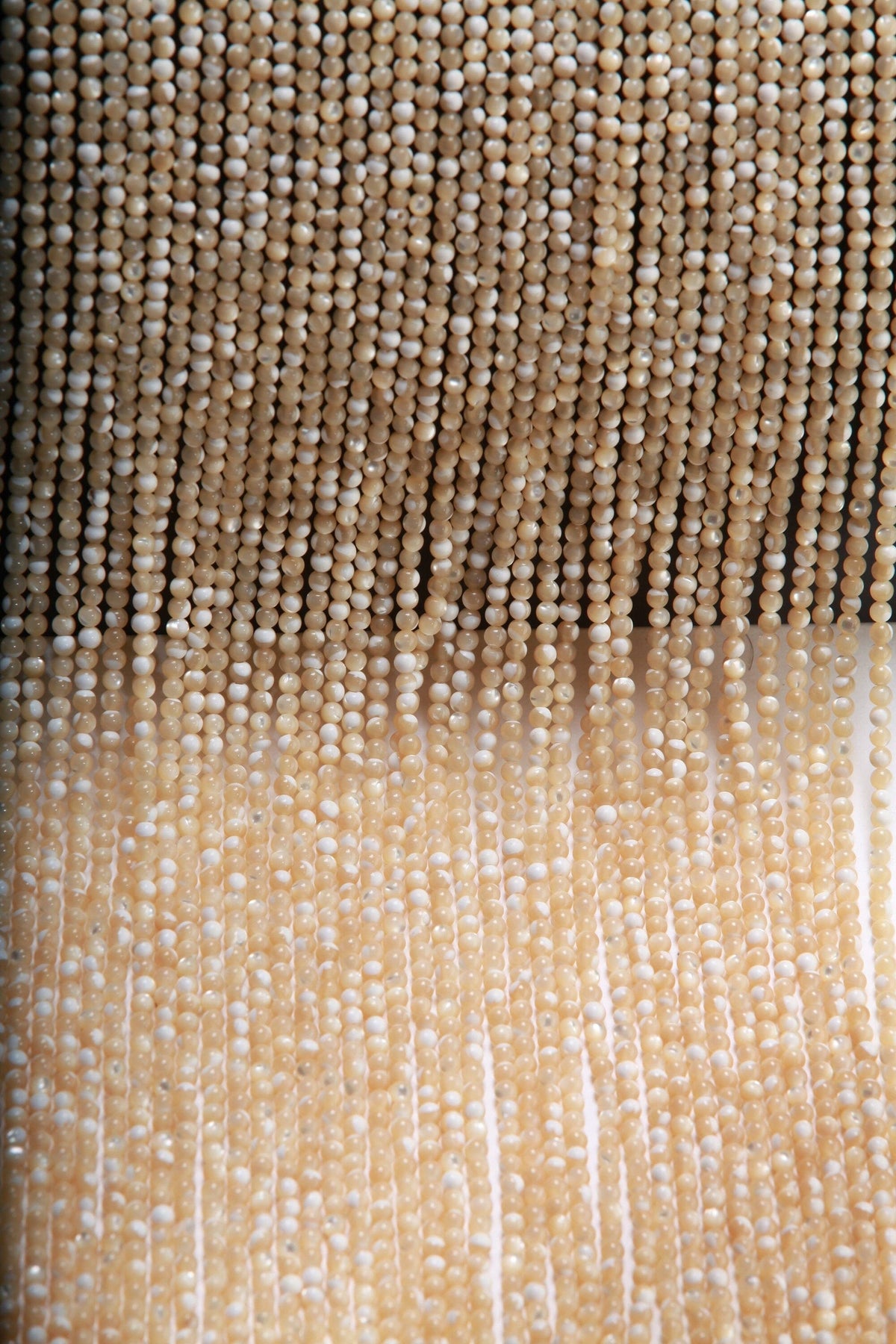 Natural Mother of Pearl 3mm Round Beads Untreated 16" Strand
