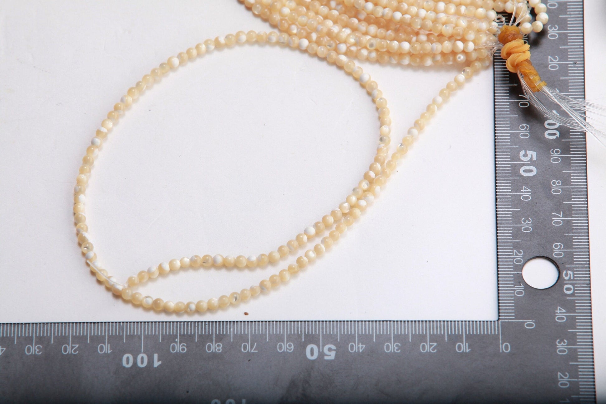 Natural Mother of Pearl 3mm Round Beads Untreated 16&quot; Strand