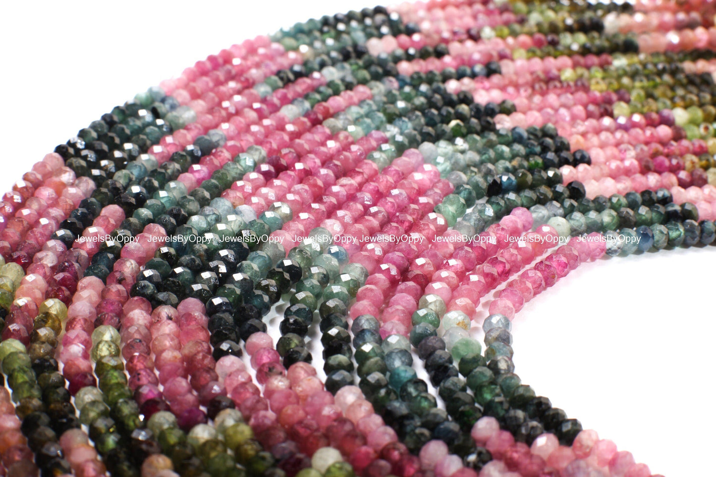 Natural Watermelon Tourmaline 4mm Rondelle, Faceted Micro Diamond Cut Tourmaline Rondelle, Jewelry Making, Necklace Beads 12.75&quot; Strand