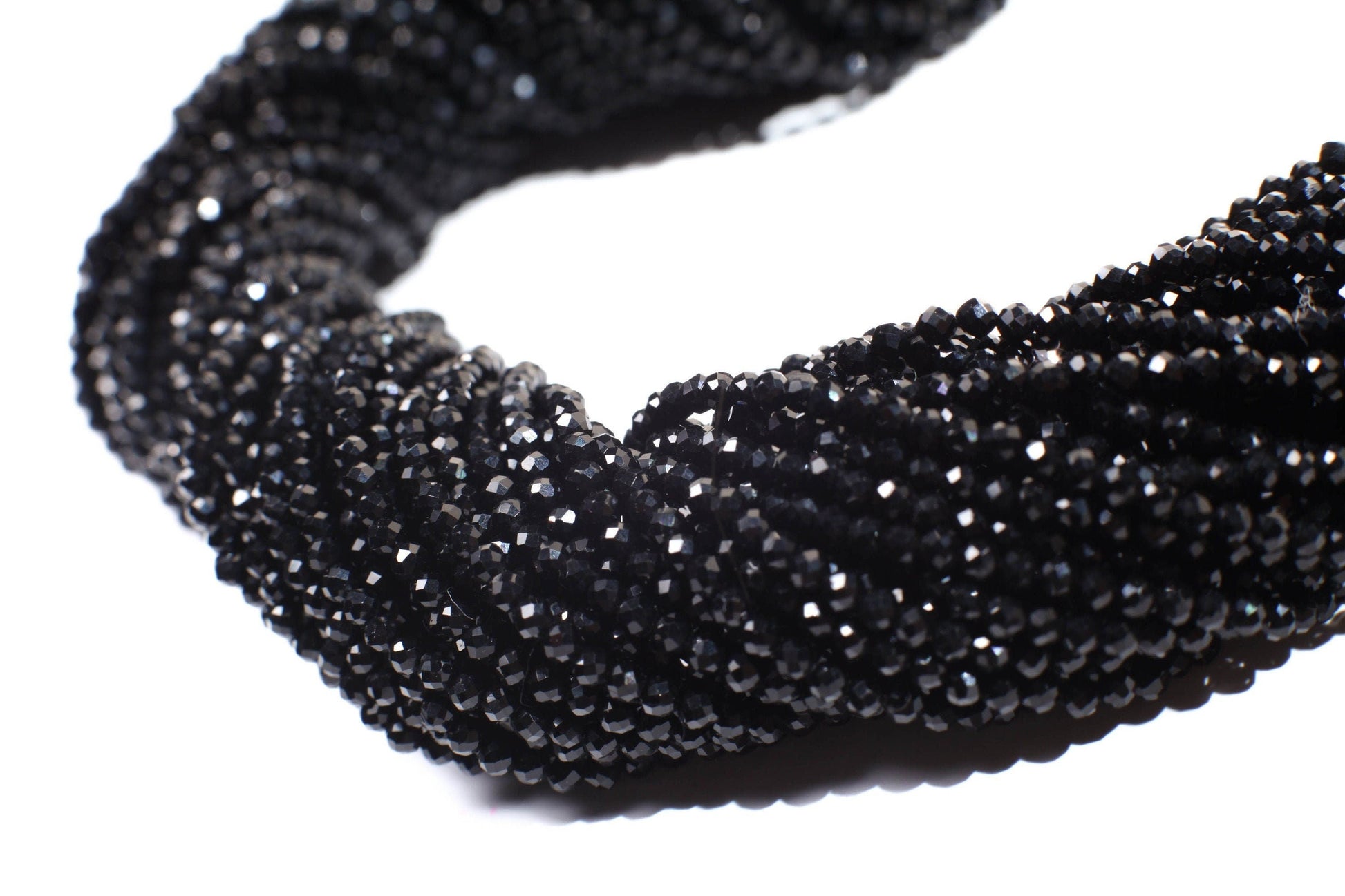 Natural Black Spinel 2mm micro faceted AAA Round Gemstone Beads, DIY Jewelry Making Necklace, Bracelet 12&quot; Strand, Single or Bulk