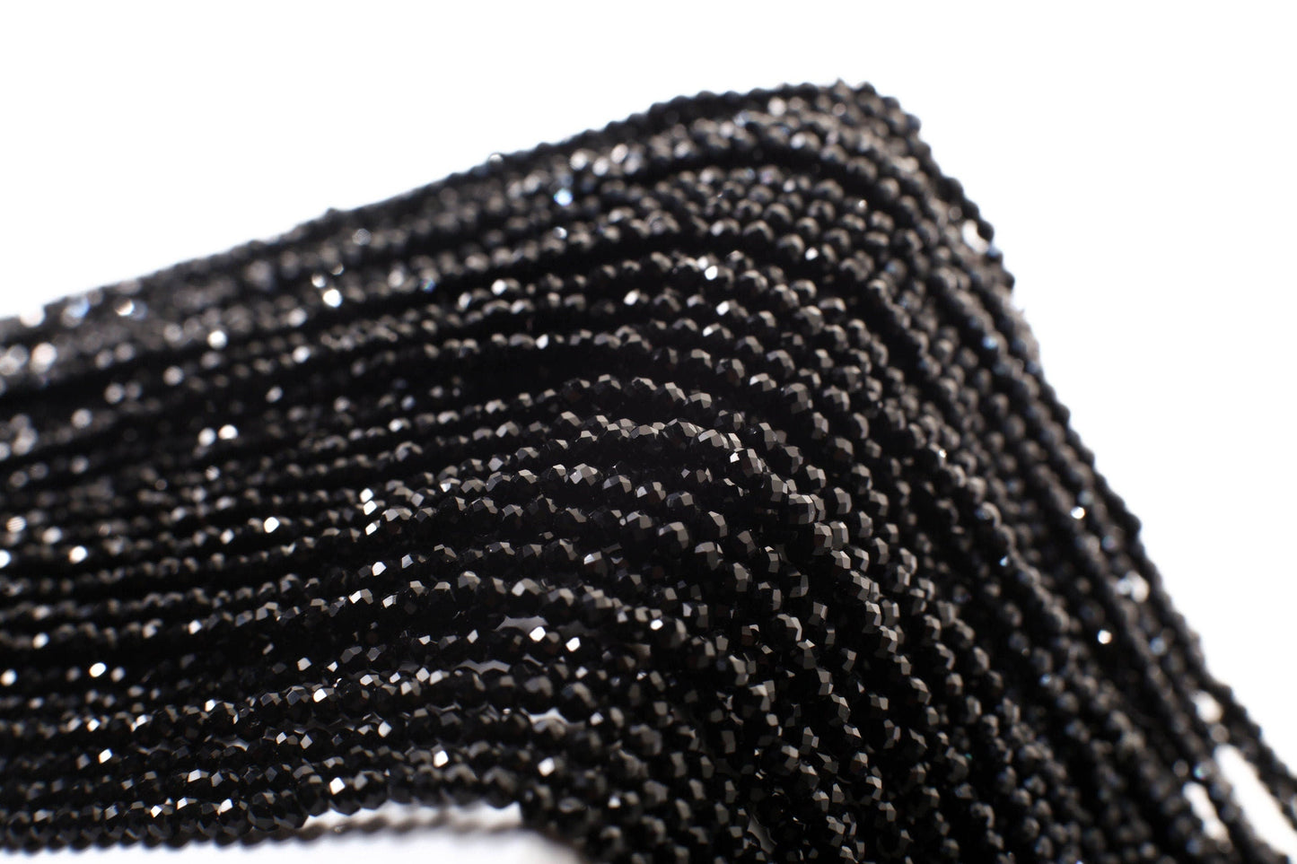 Natural Black Spinel 2mm micro faceted AAA Round Gemstone Beads, DIY Jewelry Making Necklace, Bracelet 12&quot; Strand, Single or Bulk