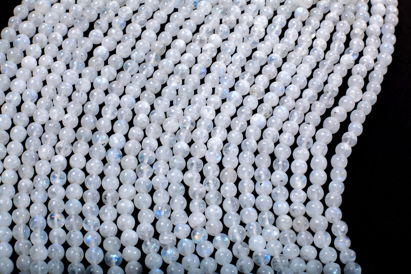 Rainbow Moonstone 5.5-6mm Smooth Round Gemstone, July Birthstone, Jewelry Making Beads, Natural Gemstone 13&quot; Strand