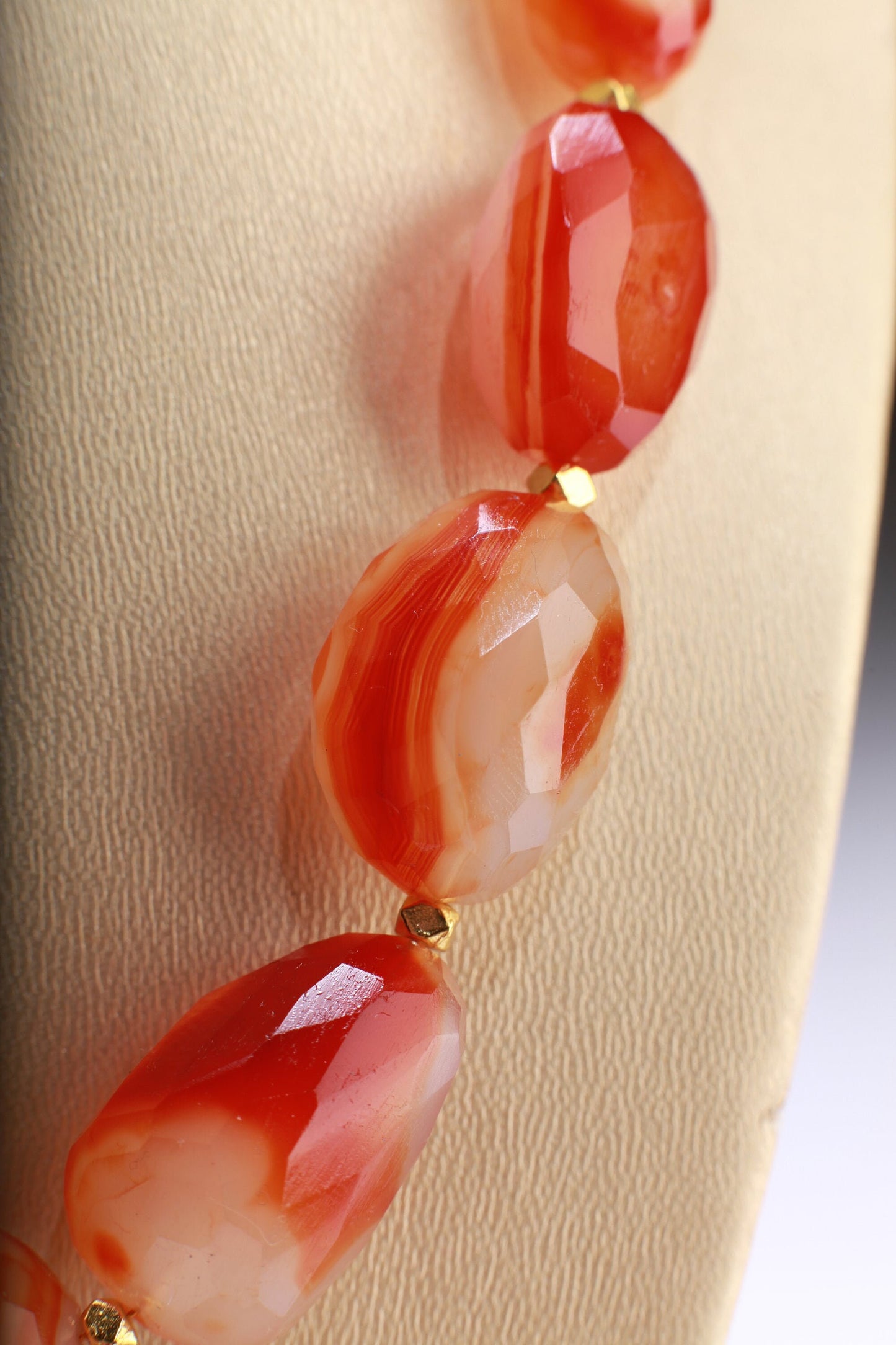 Natural Faceted Carnelian Agate Nugget Raw Healing Gemstones 18.5&quot; with 2&quot; Extension Necklace