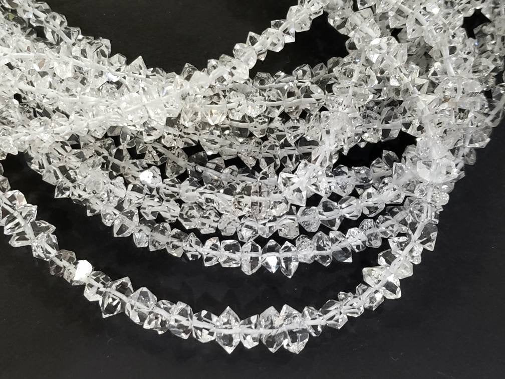 Herkimer Diamond 2x4-3x5mm Raw Beads, Double Terminated Raw Sparkly Clear AAA High Quality Herkimer Diamond Quartz Beads