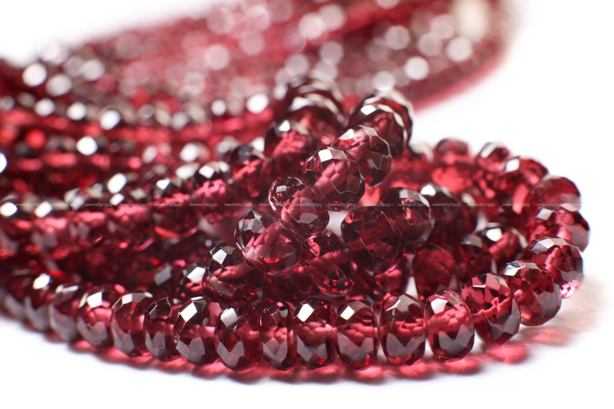 Rhodolite Garnet AAA Micro Faceted 4.5-8.5mm Rondelle, Jewelry Making Rich Merlot color Gemstone, Rare gem quality Garnet 6.5" or 13" Strand