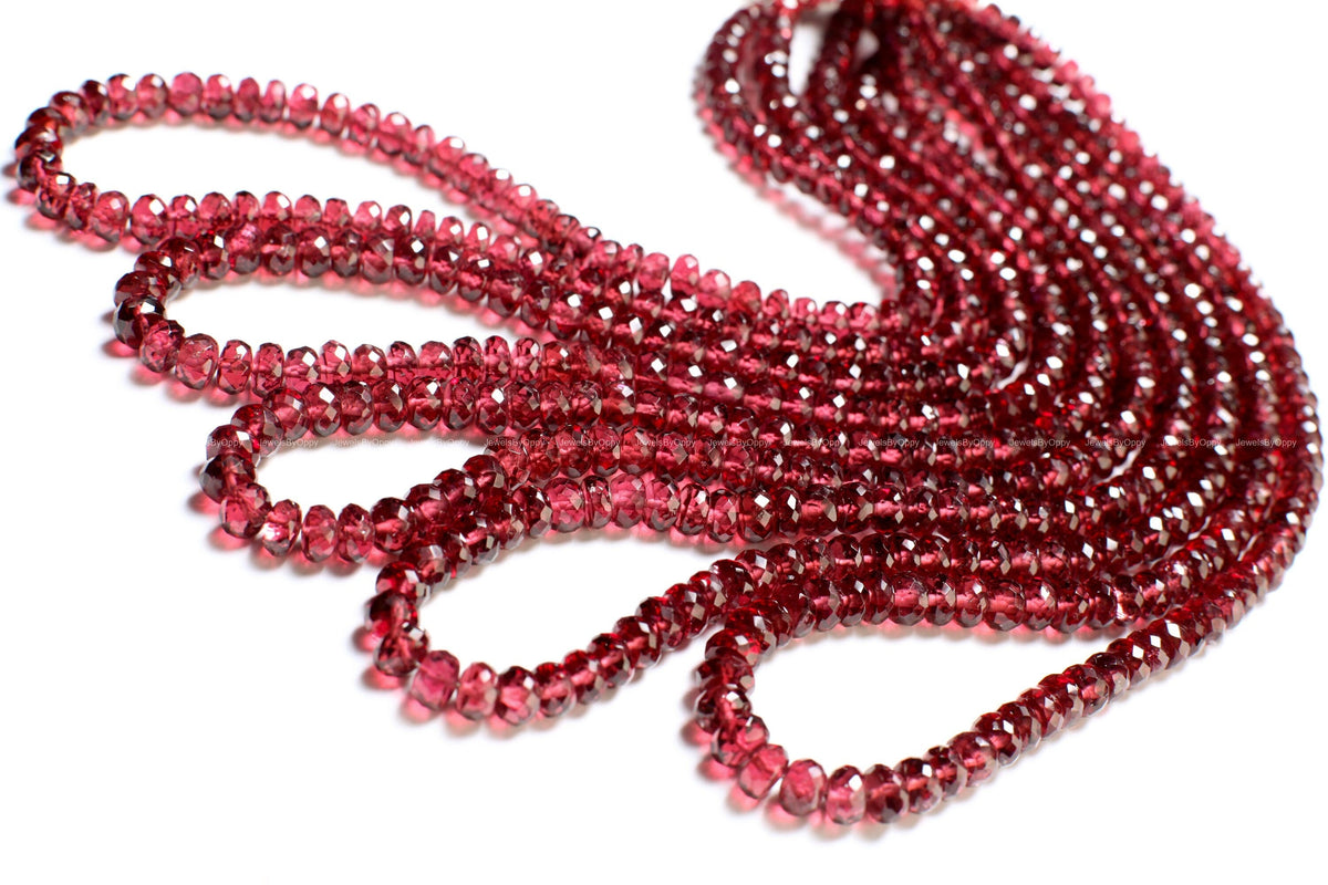 Rhodolite Garnet AAA Micro Faceted 4.5-8.5mm Rondelle, Jewelry Making Rich Merlot color Gemstone, Rare gem quality Garnet 6.5" or 13" Strand