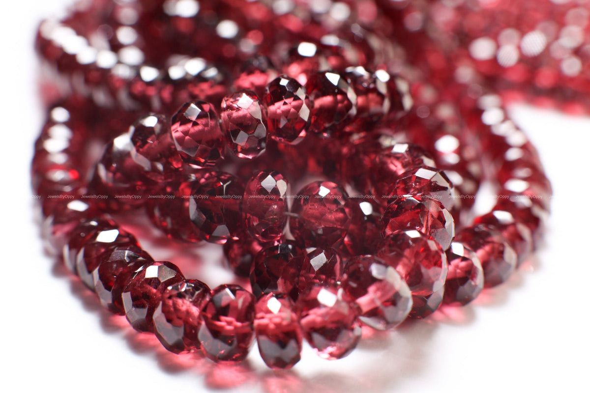 Rhodolite Garnet AAA Micro Faceted 4.5-8.5mm Rondelle, Jewelry Making Rich Merlot color Gemstone, Rare gem quality Garnet 6.5" or 13" Strand