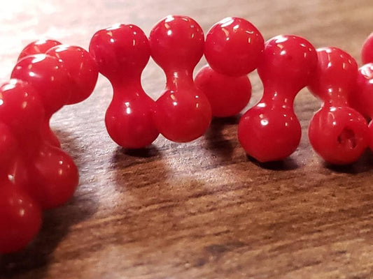 Genuine Red Coral 4x9mm Dog Bone Shape Beads, jewelry making beads ,50 pcs or 100 pcs beads