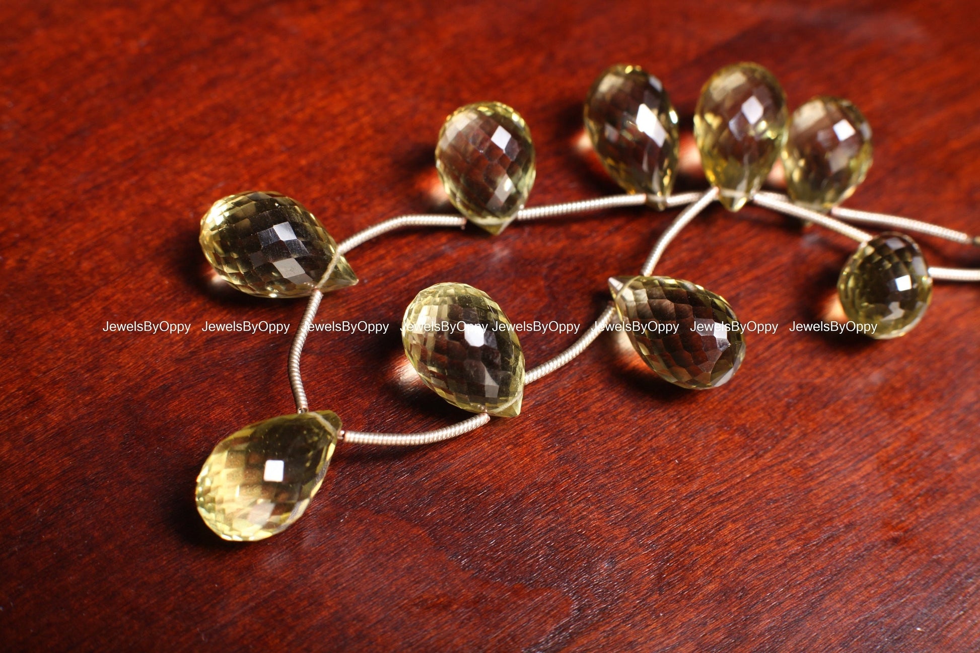 Lemon Quartz Faceted Briolette Drop 10x15-10x17mm, Natural AAA Graduated Lemon Quartz Jewelry Making Necklace, Bracelet Beads 9 Pieces
