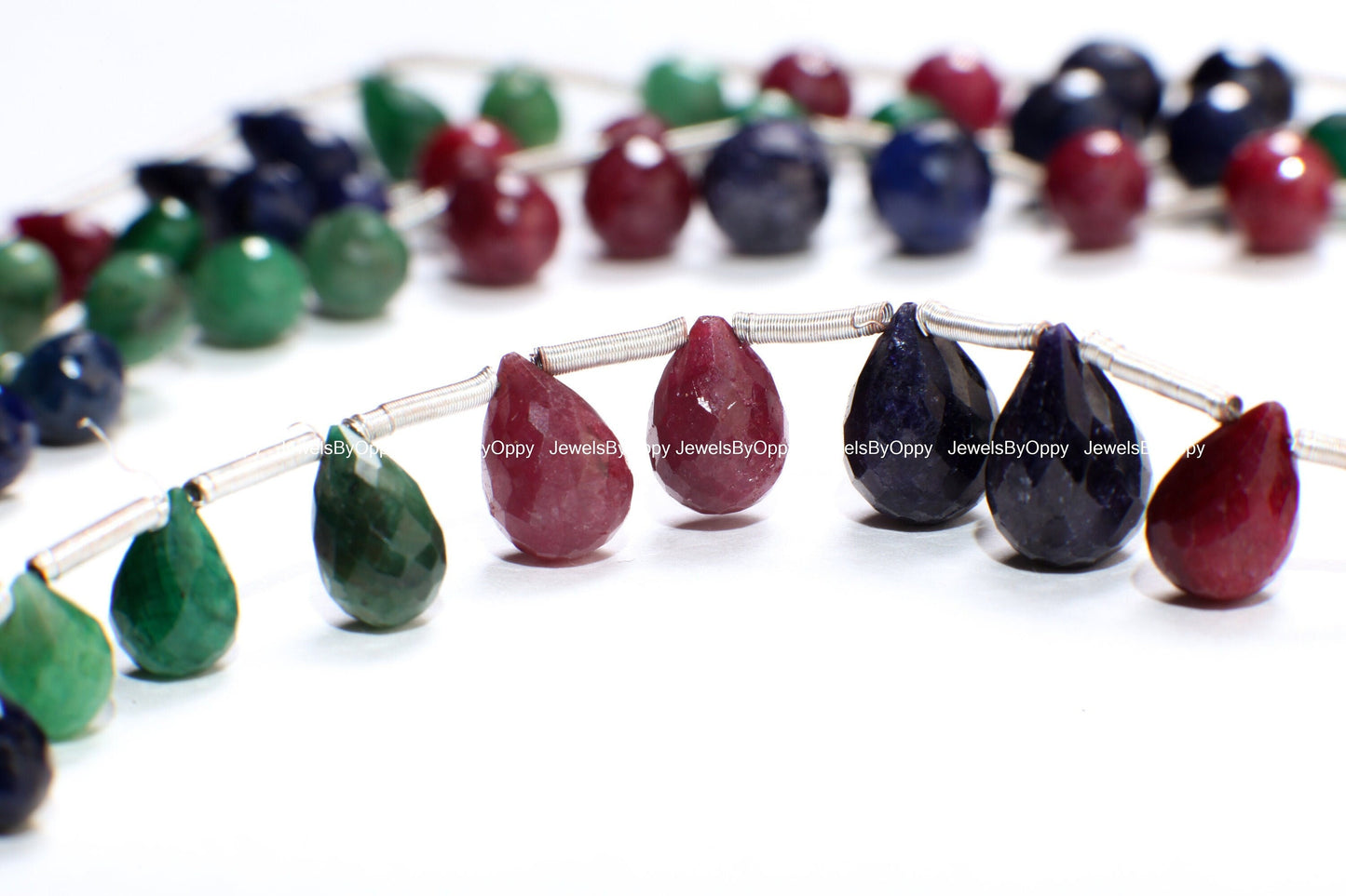 Genuine Ruby Sapphire Emerald Faceted Graduated teardrop 5x7-8x13 mm. High quality natural Gemstone for jewelry making beads, 10, 20 pcs