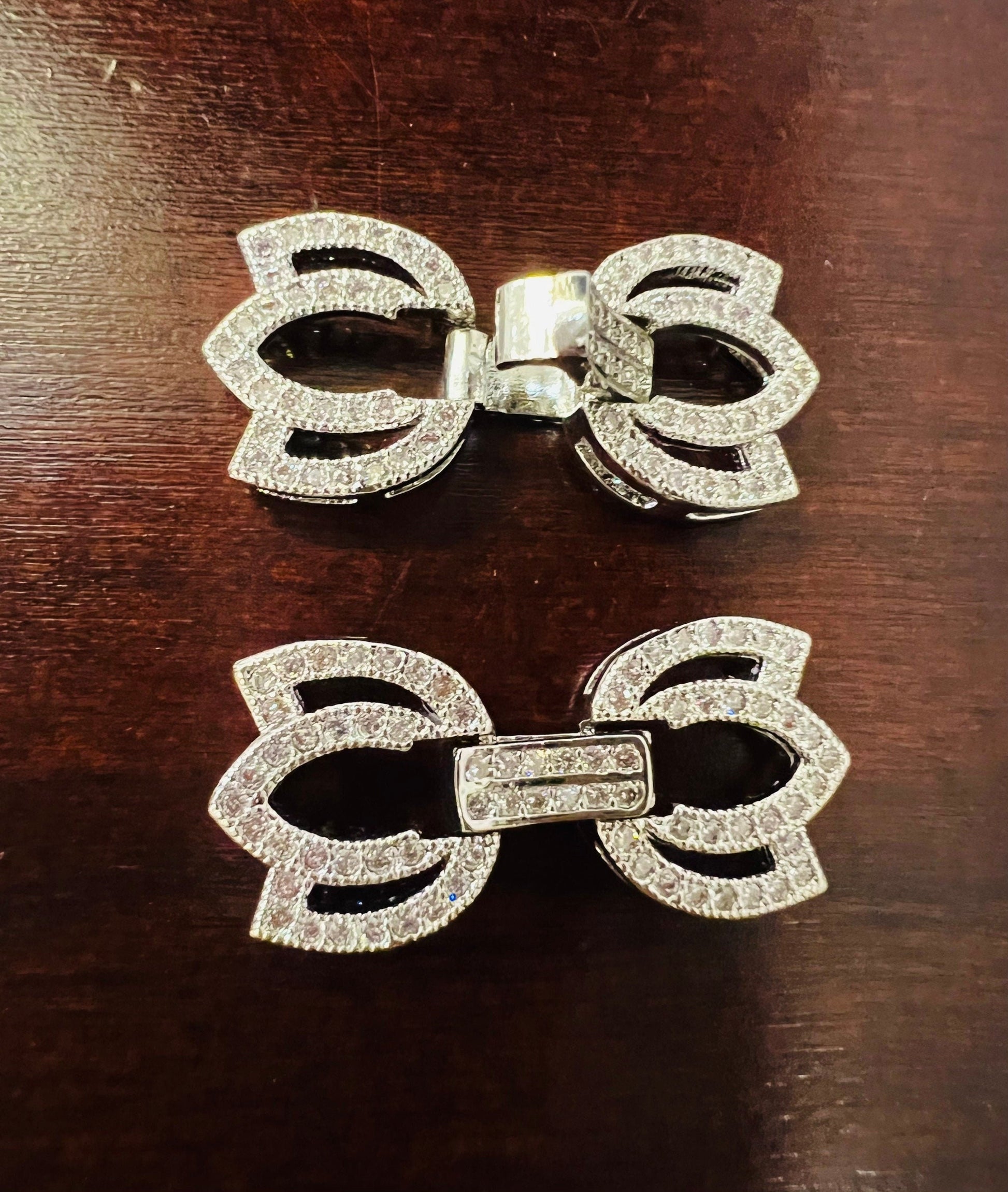 Multi strand, Cubic Zirconia CZ Diamond, Sterling Silver Rhodium Fancy Clasp, 1 to 3 Line High End Jewelry Making Clasp. 23mm Long