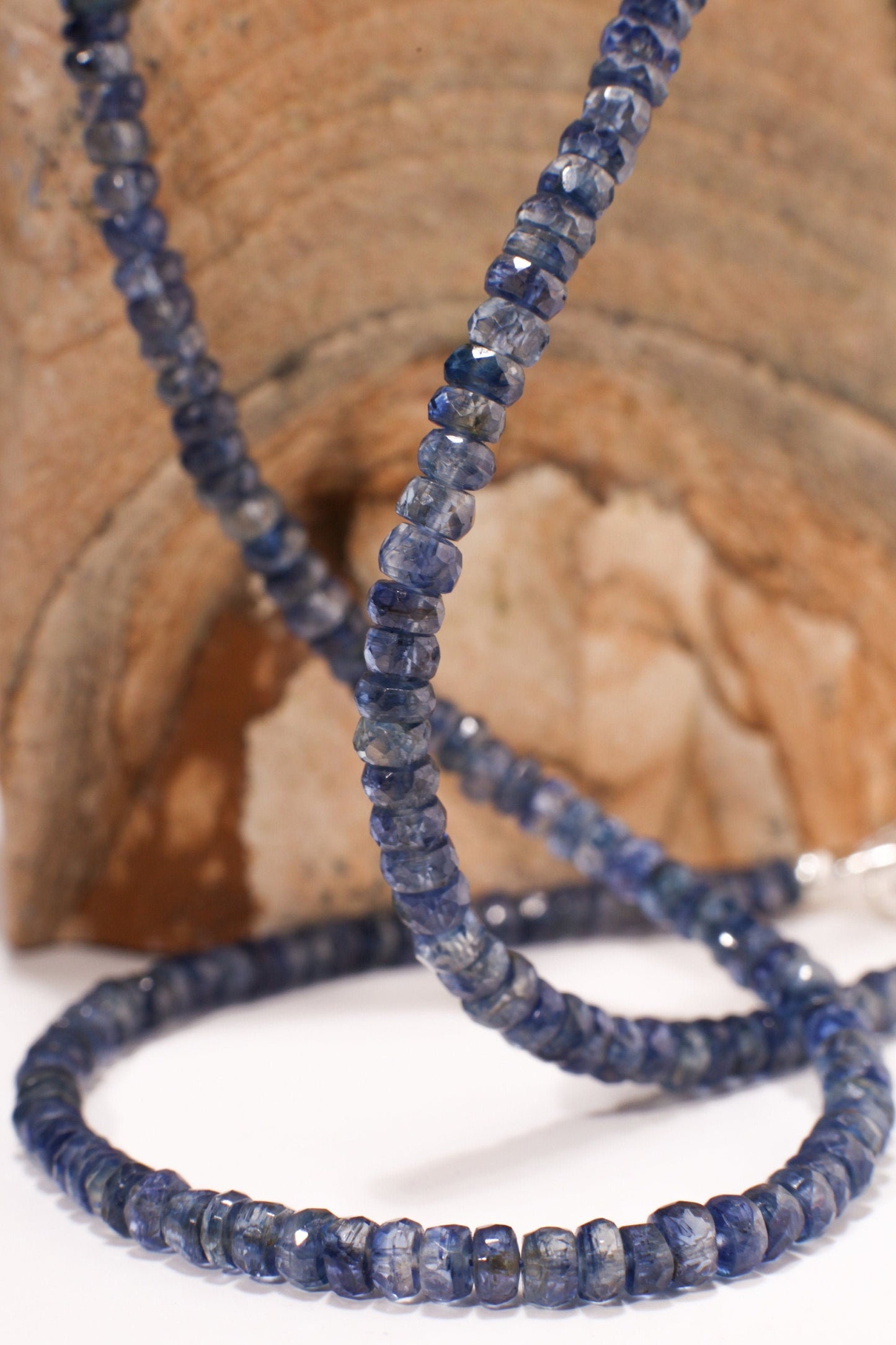 Natural Blue Kyanite AAA Faceted 3.5-4mm Rondelle Gemstone Handmade Necklace in 925 Sterling Silver Necklace, 14" to 40" Men,Women Necklace