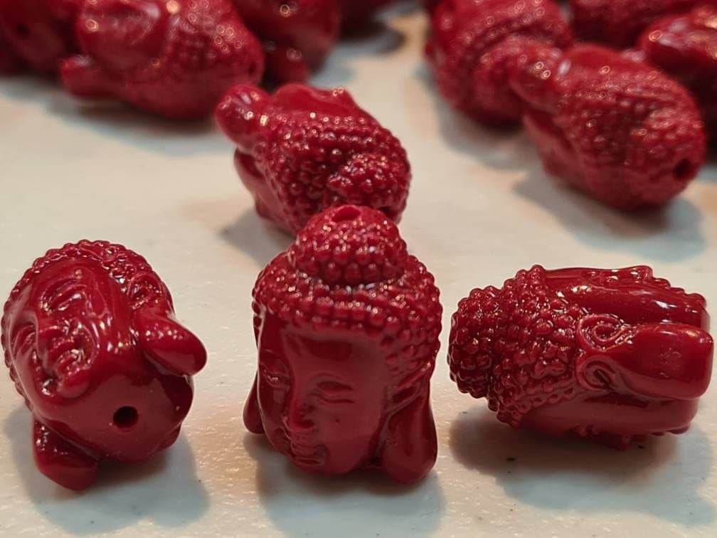 2,4 pcs Buddha Goddess of Mercy Quan Yin Bead, 13x18mm Red Buddha Beads, Jewelry Making Beads, DIY Necklace Focal Beads