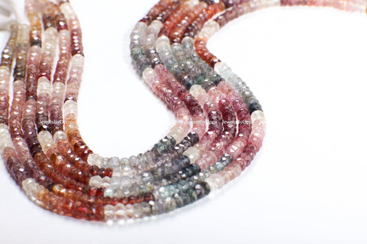 Multi Spinel Rondelle, Natural Multi spinel Shaded AAA Micro cut Faceted Roundel 3.5-4.5mm Jewelry Making Gemstone Beads 6&quot;, 12&quot; or bulk