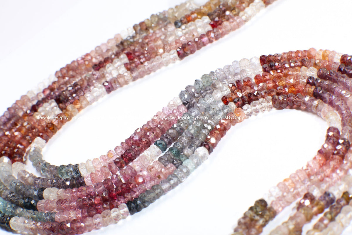 Multi Spinel Rondelle, Natural Multi spinel Shaded AAA Micro cut Faceted Roundel 3.5-4.5mm Jewelry Making Gemstone Beads 6", 12" or bulk