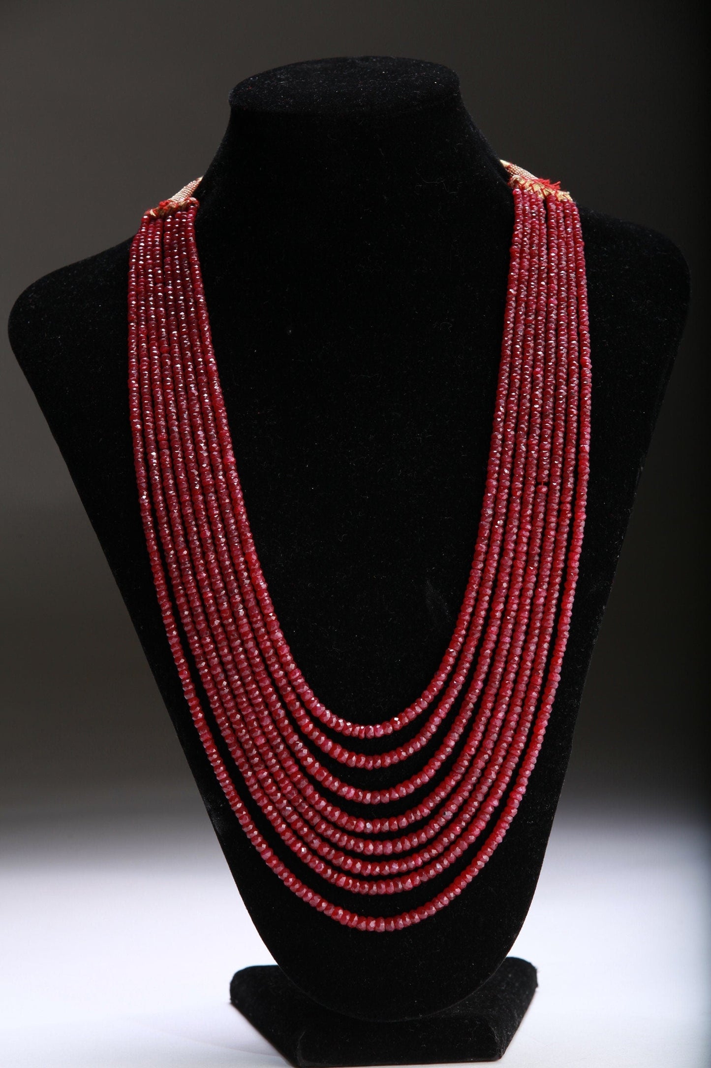 AAA Natural Ruby Gemstones 3-4mm Multi Strand, 5, 7, 8, 9, 10 Line Layer Necklace Adjustable thread to 24&quot; Long, Precious Gift for her.