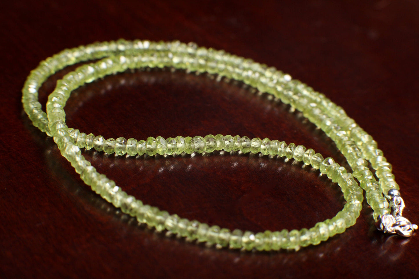 Peridot Faceted 3.5mm Rondelle Choker Necklace in 925 Sterling Silver, natural peridot AAA quality, green Birthday, Woman gifts