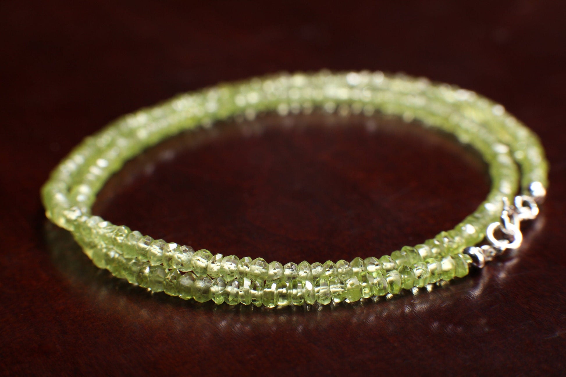 Peridot Faceted 3.5mm Rondelle Choker Necklace in 925 Sterling Silver, natural peridot AAA quality, green Birthday, Woman gifts