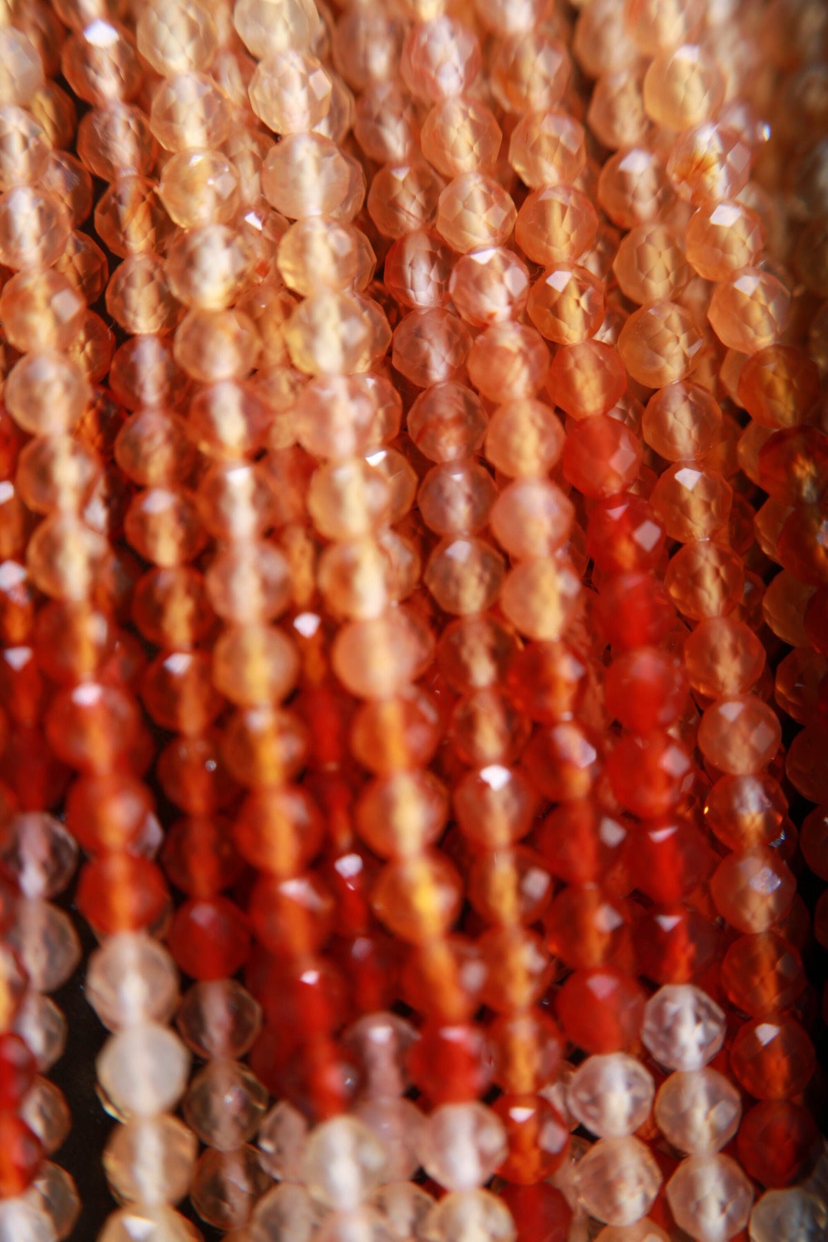 Mexican Fire Opal 2mm microfaceted Shaded Ombre Orange Round natural Beads, Jewelry Making AAA quality 12.5" strand, Fire Opal bead