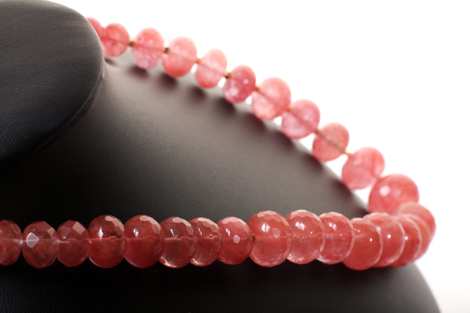 Watermelon Quartz Graduated faceted large 10-20mm Rondelle, Accents with Gold Faceted Spacer Beads 18.5&quot; Necklace.Gift