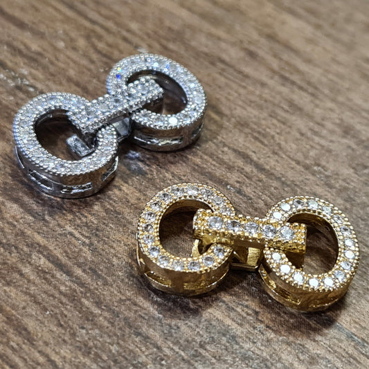 Cubic Zirconia CZ Micro Pave Diamond Style Sterling Silver Rhodium, Gold Vermeil Fancy Clasp 20mm, High End Jewelry Making, Folding Clasp