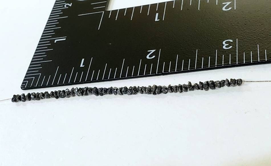 Natural Black Diamond Raw Uncut nugget bead, AAA Quality 2- 3mm Diamond Raw chips bead for Jewelry making 3&quot;, 6&quot; , 15&quot;