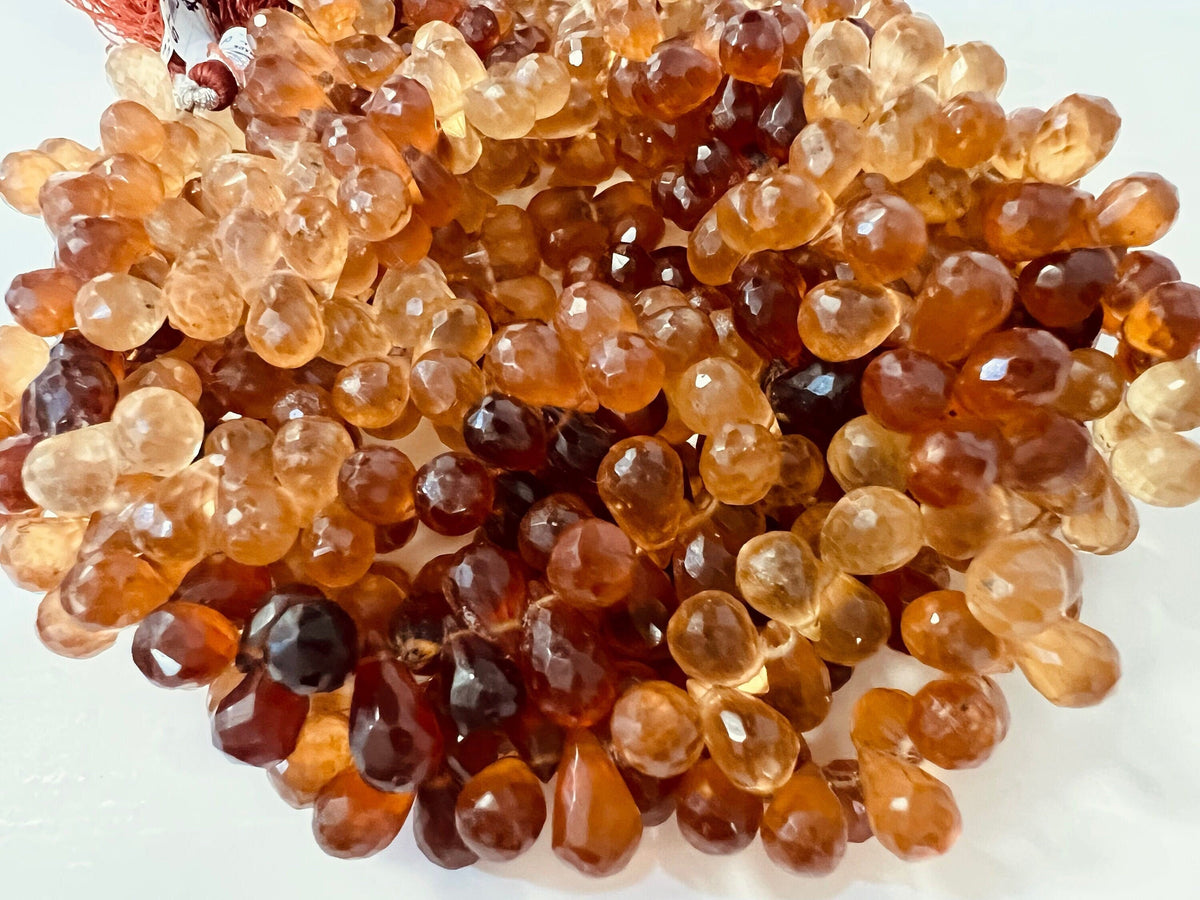 Natural Hessonite Garnet Shaded Faceted pear drop Briolette 5.5X7.5-8.5mm, Jewelry Making drop Gemstone, 39pcs , 78pcs (approx. 9")