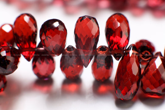 Mozambique Red Garnet AAA Micro Faceted 3.5x4.5-6x7.5mm Briolette Tear Drop, Jewelry Making Rich Dark Red, January Birthstone