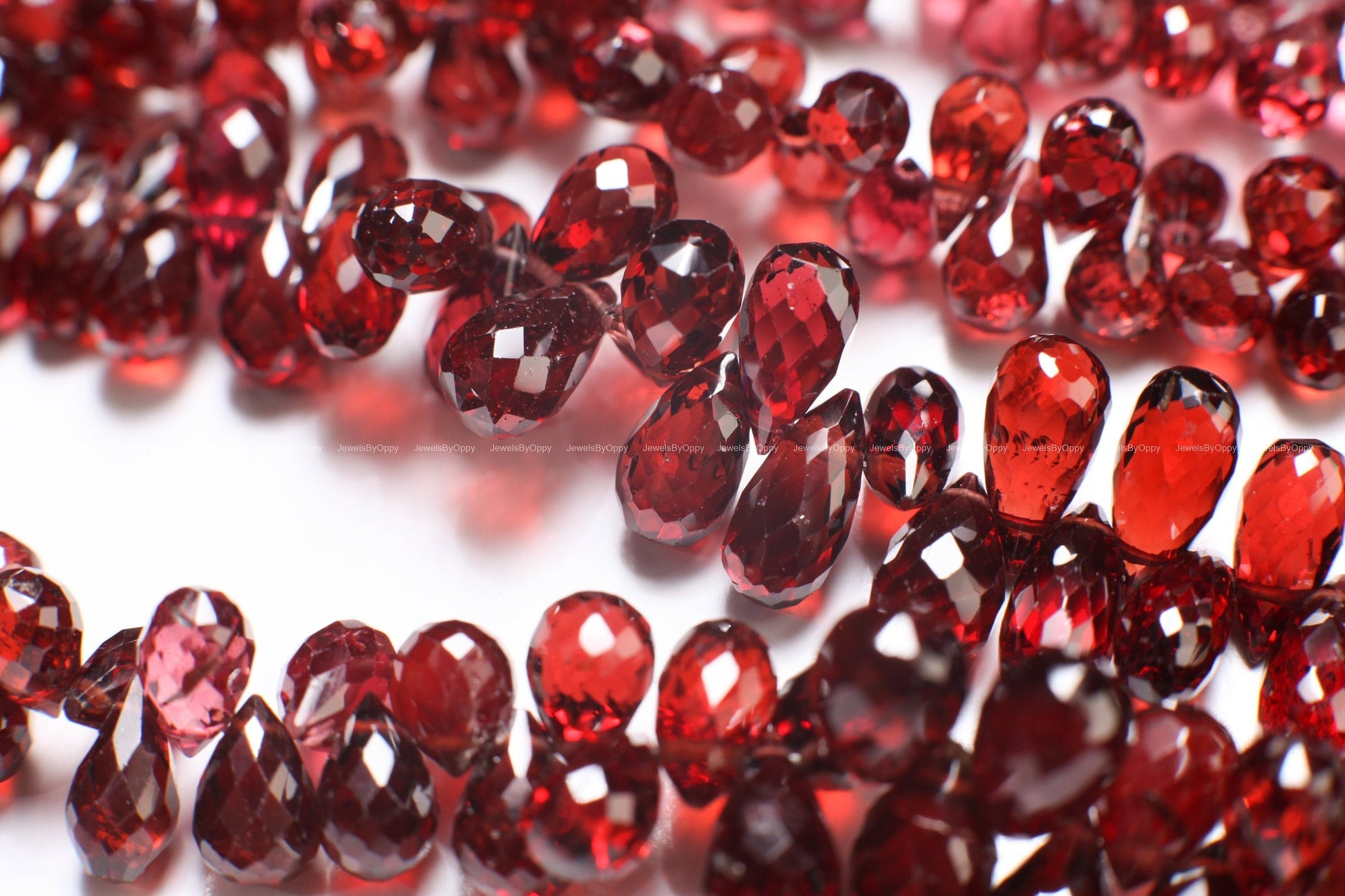 Mozambique Red Garnet AAA Micro Faceted 3.5x4.5-6x7.5mm Briolette Tear Drop, Jewelry Making Rich Dark Red, January Birthstone
