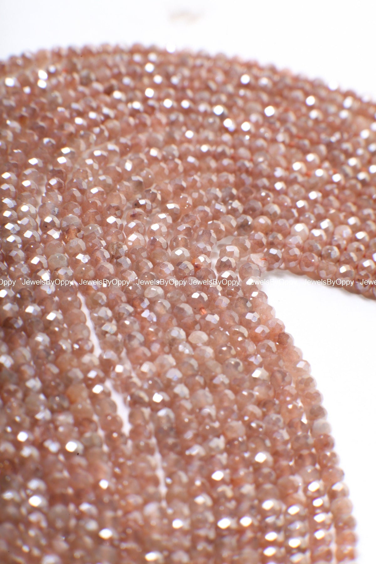Natural Peach Mystic AAA Moonstone Faceted 2.2mm Round, Jewelry Making DIY Bracelet, Necklace Earrings 12.5" Gemstone Beads