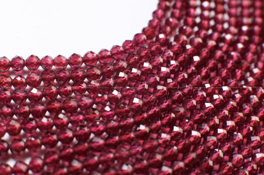 Rhodolite Garnet AAA Micro Faceted 3.5mm Round, Jewelry Making Rich Merlot color AAA quality Gemstone, Rare Mozambique Garnet 12.5&quot; Strand