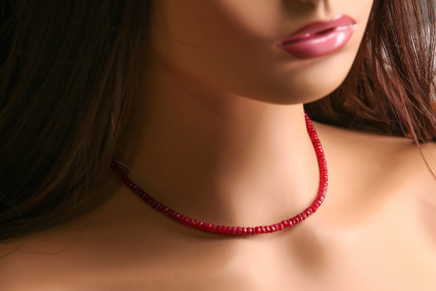 Ruby Necklace Genuine Ruby Faceted 4mm Roundel 925 Sterling silver, Gold Filled Necklace, Beautiful Red Ruby Gemstone Jewelry, Festival