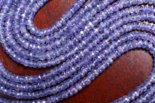 Natural Tanzanite Faceted Rondelle 4.5,5,6mm large beautiful Violet Blue Beads,AAA super quality,DIY Jewelry Making 7&quot;, 14&quot; strand.