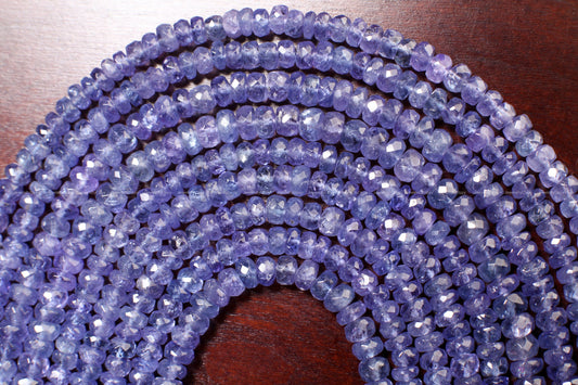 Natural Tanzanite Faceted Rondelle 4.5,5,6mm large beautiful Violet Blue Beads,AAA super quality,DIY Jewelry Making 7&quot;, 14&quot; strand.