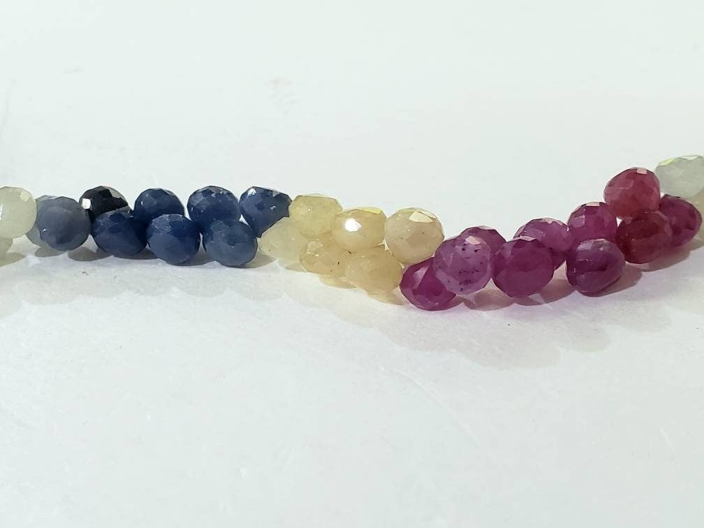 Multi Sapphire onion drop, Natural Multi Sapphire Micro Faceted drop 4-5, 5-6mm, 6-7mm Rare, DIY Jewelry Making Gemstone Bead, 30pcs 4Colors