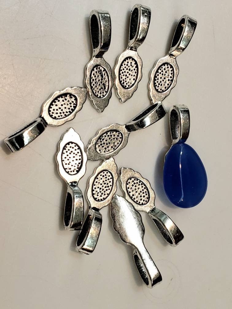 6pcs leaf bail for glue on,Antique silver plated pendant holder, jewelry supplies. Price for bails only