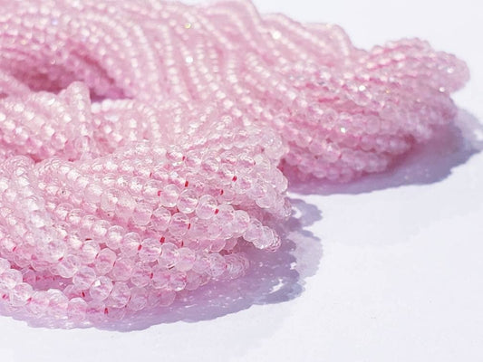 2mm Rose quartz micro Faceted tiny bead, jewelry making, spacer bead, necklace or Bracelet making beads, 13&quot; strand