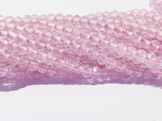 2mm Rose quartz micro Faceted tiny bead, jewelry making, spacer bead, necklace or Bracelet making beads, 13&quot; strand