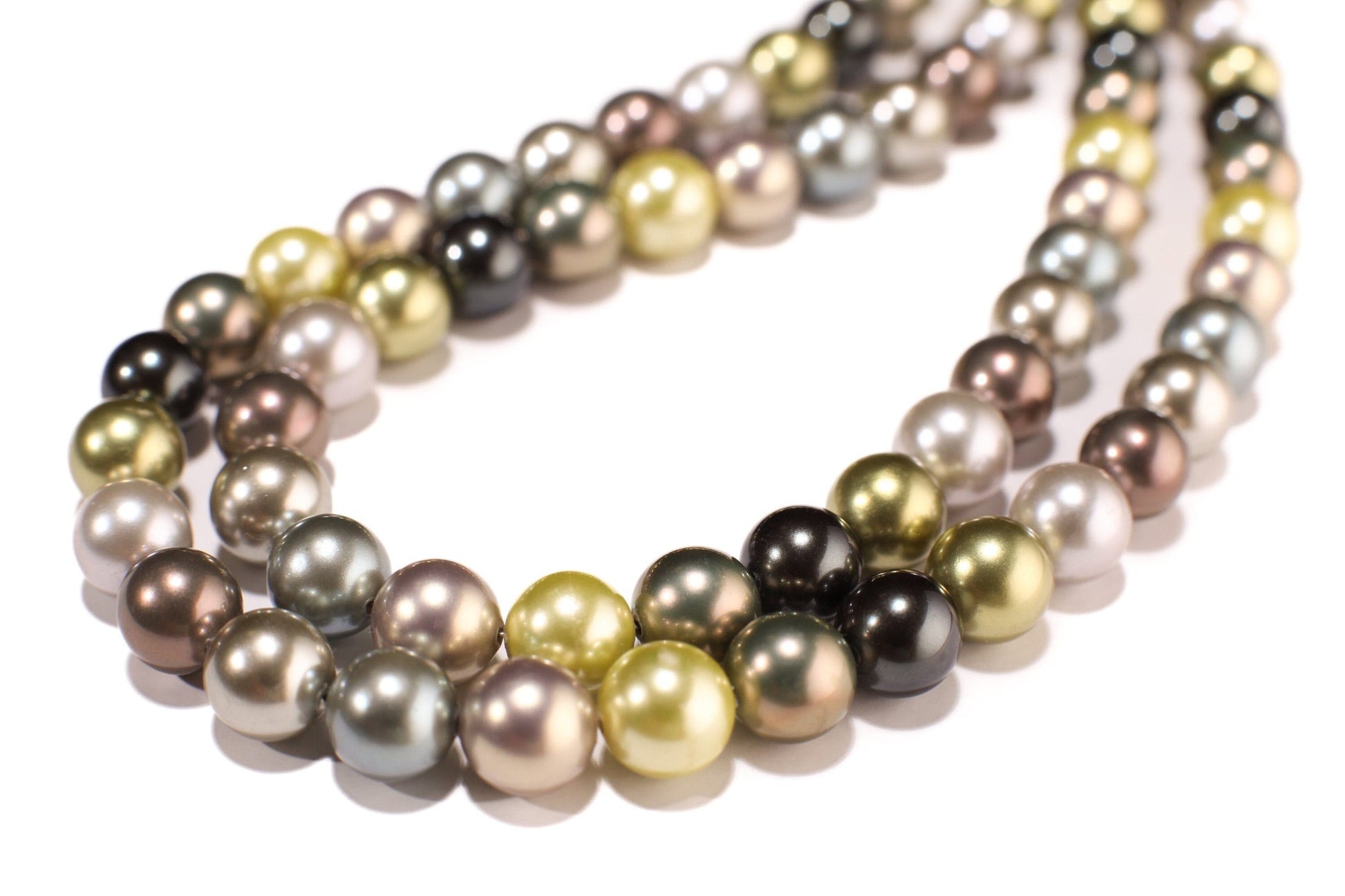 Double layered South Sea Shell Pearl 8mm multi color Statement Necklace with 2&quot; Extender Necklace, Gift for Her 18”-24”