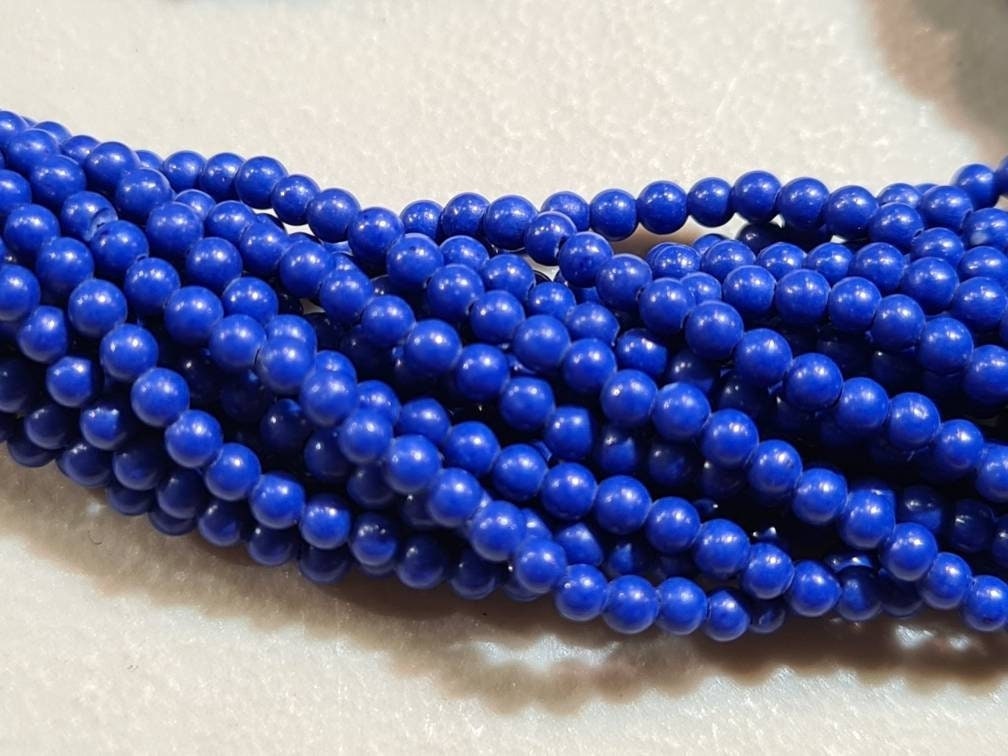 Genuine Lapis Lazuli 2mm Royal Blue Lapis Round Beads Jewelry Making 15.5&quot; Strand
