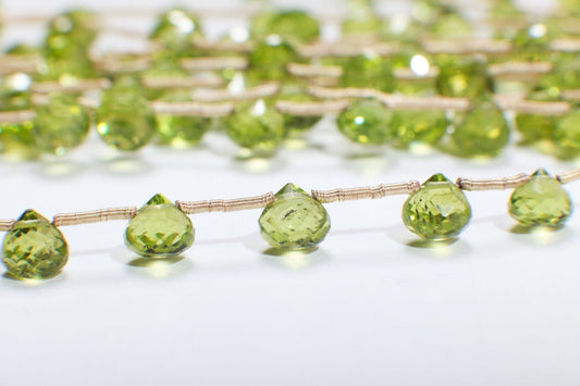 Peridot Briolette Onion AAA Natural Peridot Faceted Teardrop Onion Shape 5-6.5mm Gemstone DIY High End Jewelry Making Beads 9Pcs or 18Pcs