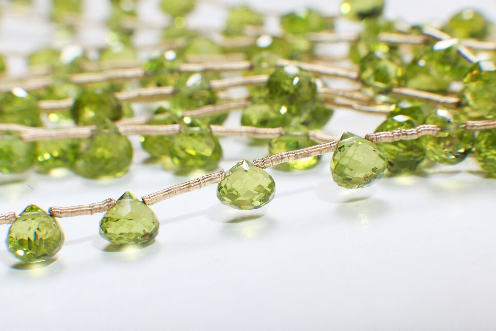Peridot Briolette Onion AAA Natural Peridot Faceted Teardrop Onion Shape 5-6.5mm Gemstone DIY High End Jewelry Making Beads 9Pcs or 18Pcs