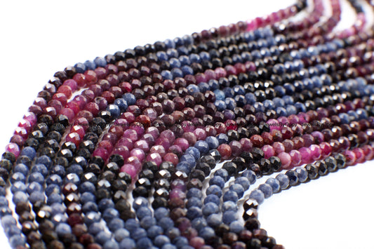 Multi Sapphire Rondelle, Natural 3mm pink Sapphire, blue Sapphire Faceted Roundel, wonder Sapphire Jewelry Making Beads in 12.75&quot; Strand